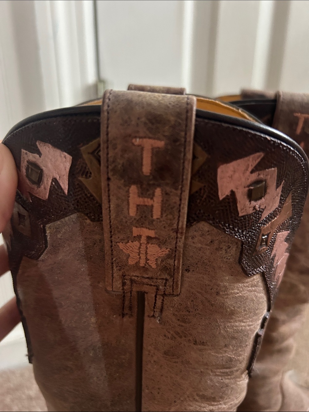 Tin Haul Brown Western Aztec Embroidered Heeled Boots - Picture 2 of 6
